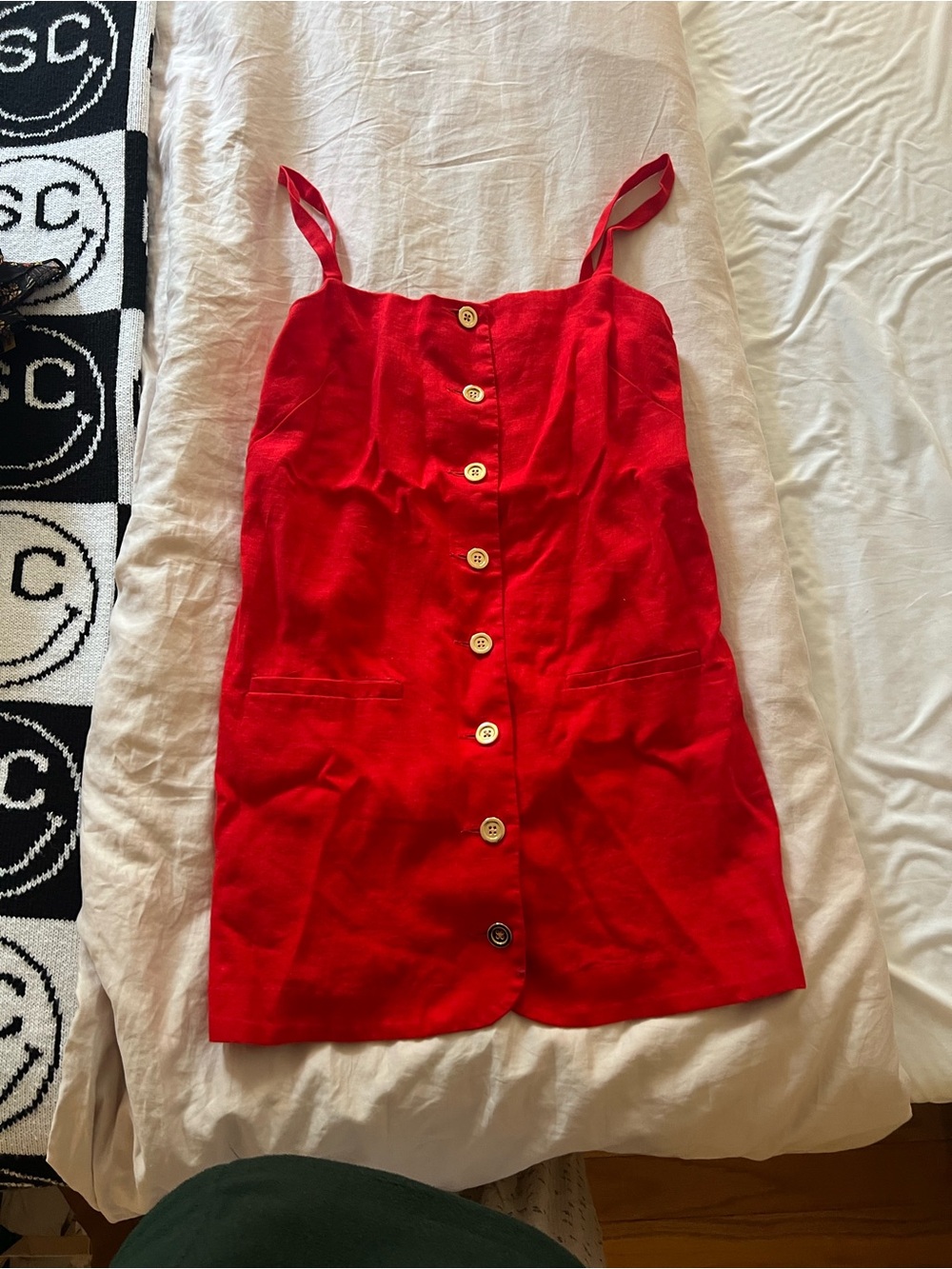 J. Crew Red Button-Front Mini Dress